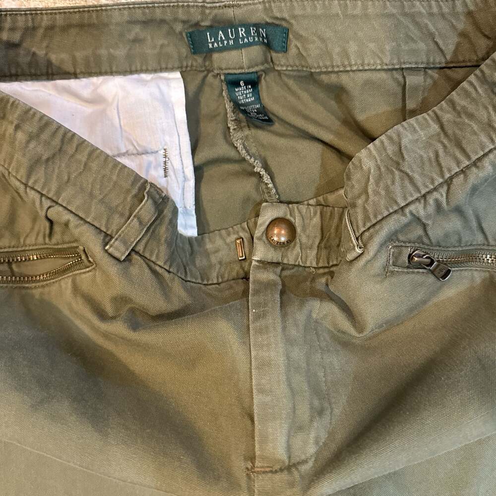 Lauren Ralph Lauren Olive Green Zipper Pocket Chino Pants Size 6